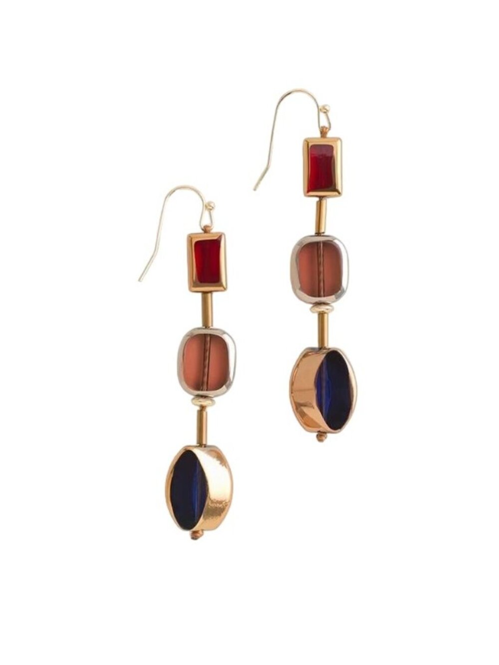 Chico's Colorful Geometric Drop Earrings Modern Statement Jewelry NWT $42 Chic